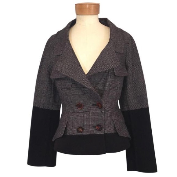 Celine Tweed Contrast Sleeve Wool Jacket - Picture 1 of 9